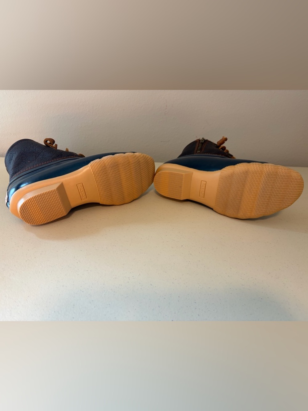 Sperry Navy & Brown Waterproof Duck Boots with Tan Sole - Picture 4 of 12